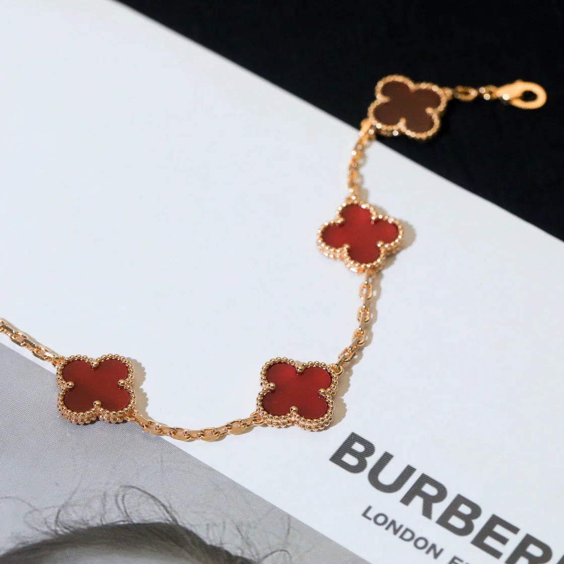 [Am jewelry] CLOVER 5 MOTIF RED CORNELIAN BRACELET COLLECTION