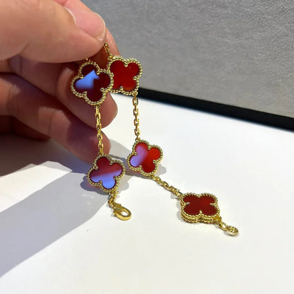 [Am jewelry] CLOVER 5 MOTIF RED CORNELIAN BRACELET COLLECTION