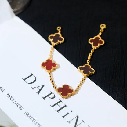 [Am jewelry] CLOVER 5 MOTIF RED CORNELIAN BRACELET COLLECTION