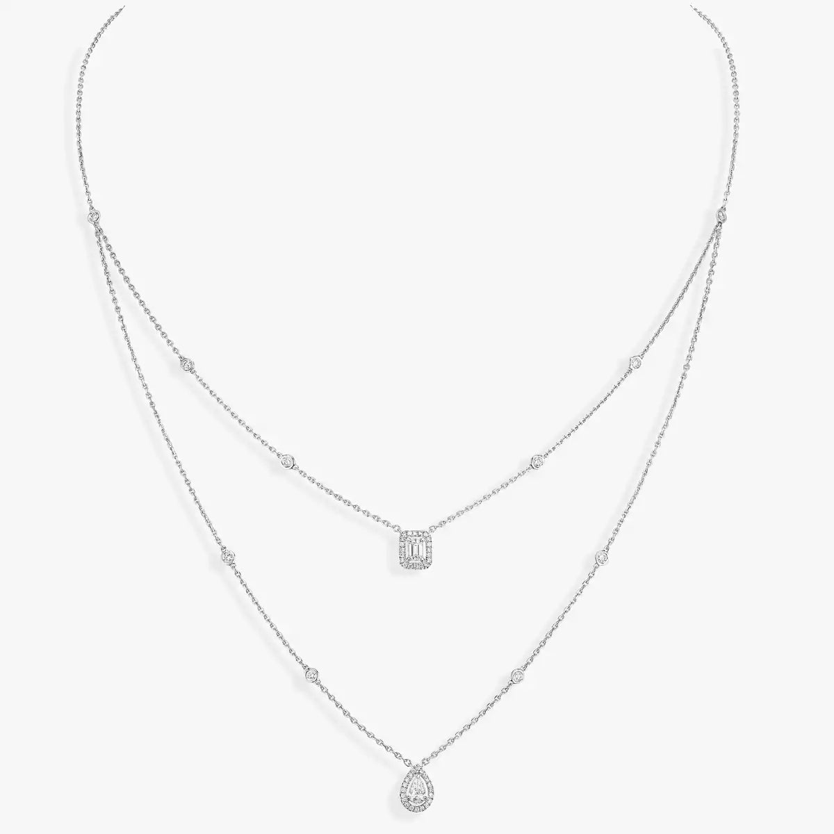 [Am Jewelry]Diamond Necklace My Twin 2 Rows