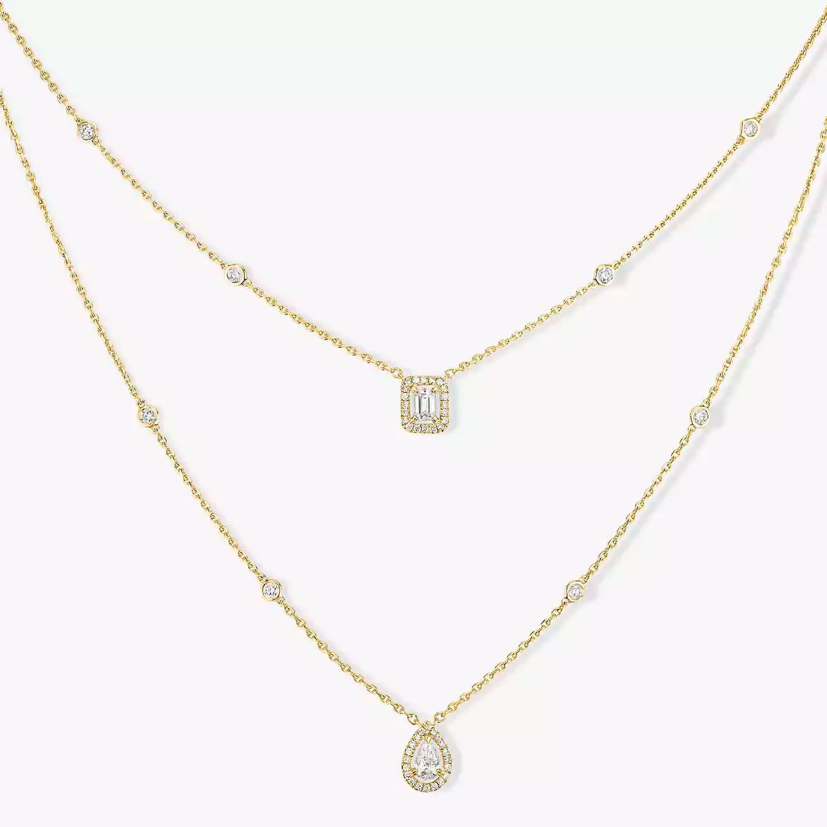 [Am Jewelry]Diamond Necklace My Twin 2 Rows