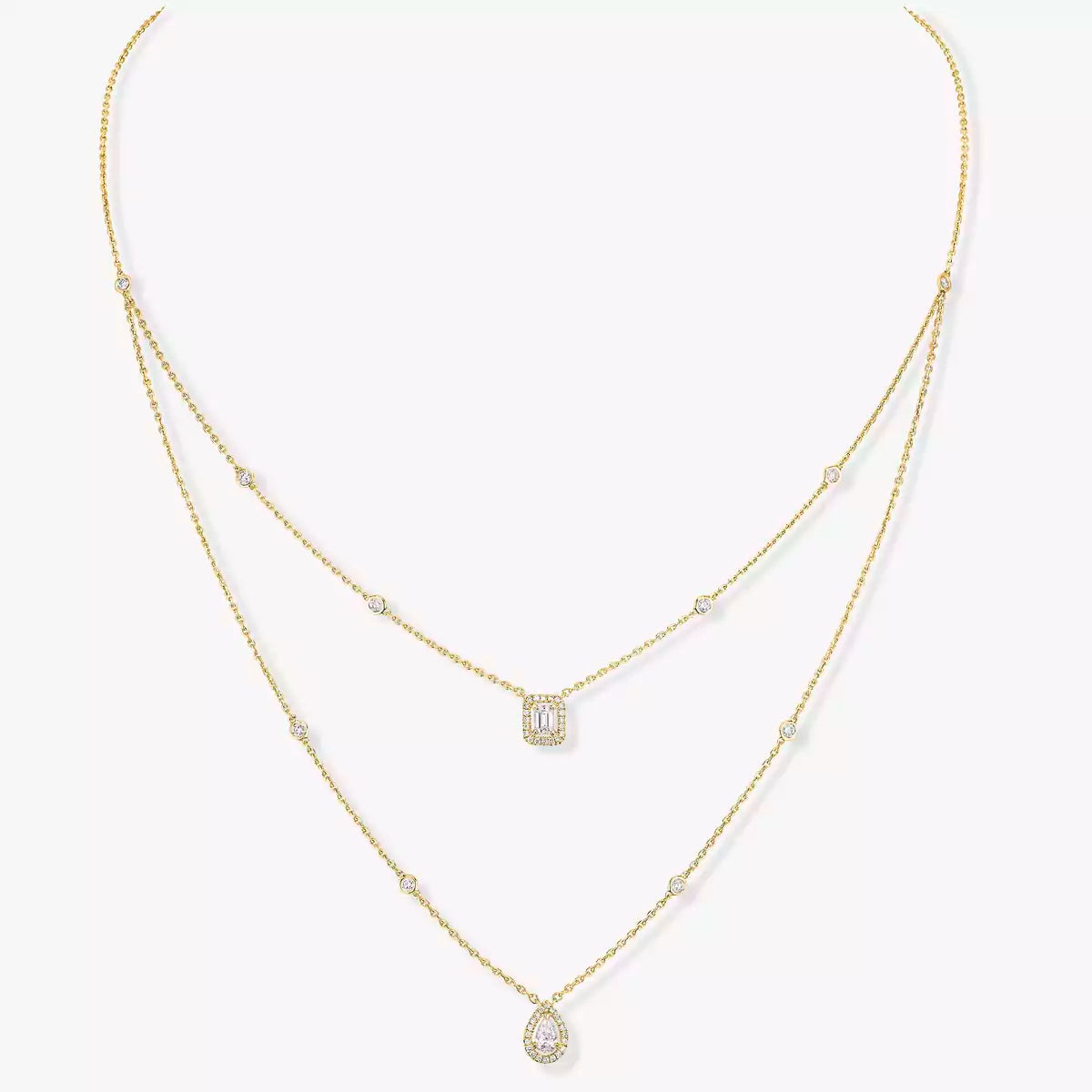 [Am Jewelry]Diamond Necklace My Twin 2 Rows