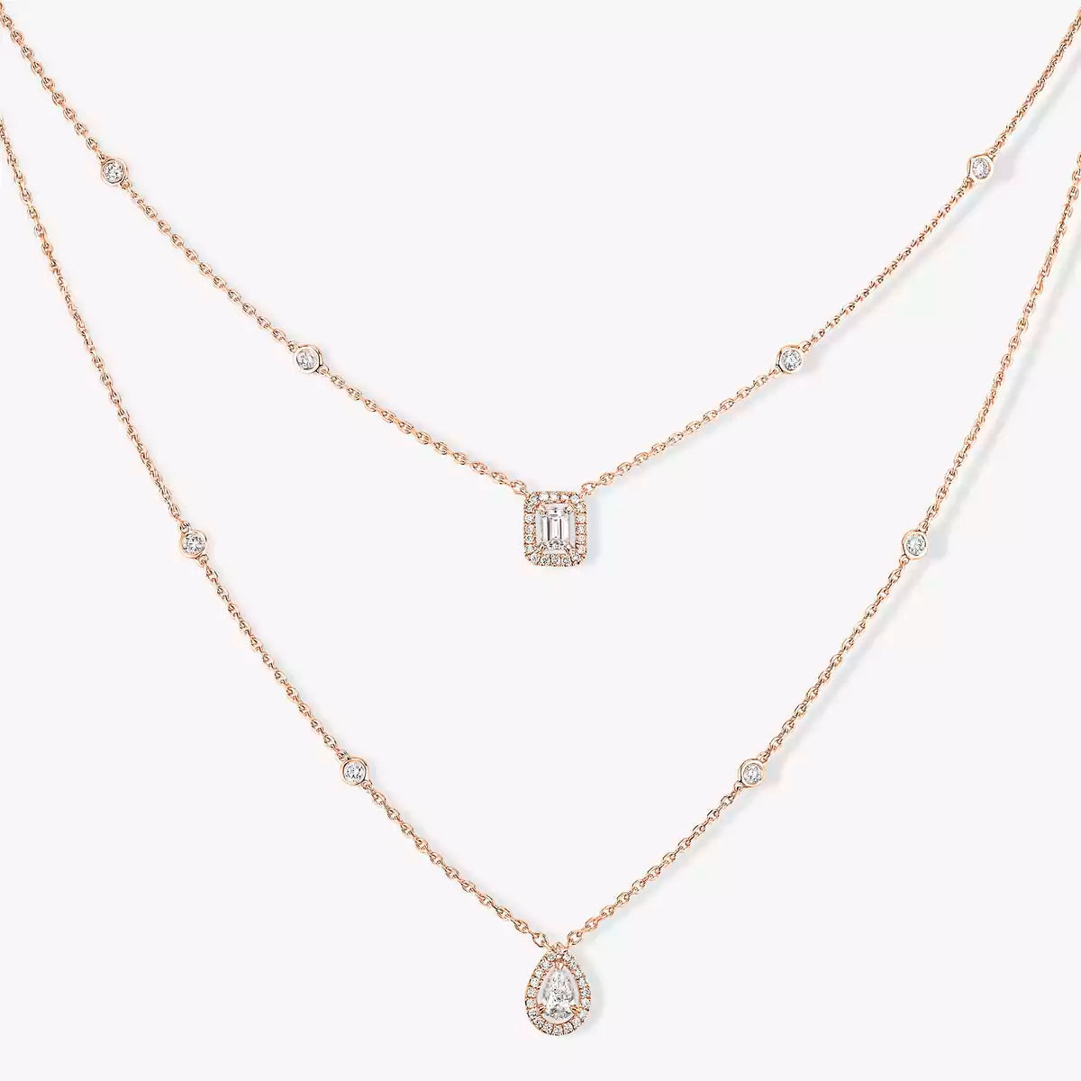 [Am Jewelry]Diamond Necklace My Twin 2 Rows