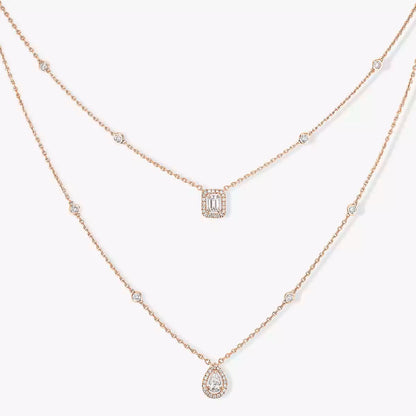 [Am Jewelry]Diamond Necklace My Twin 2 Rows