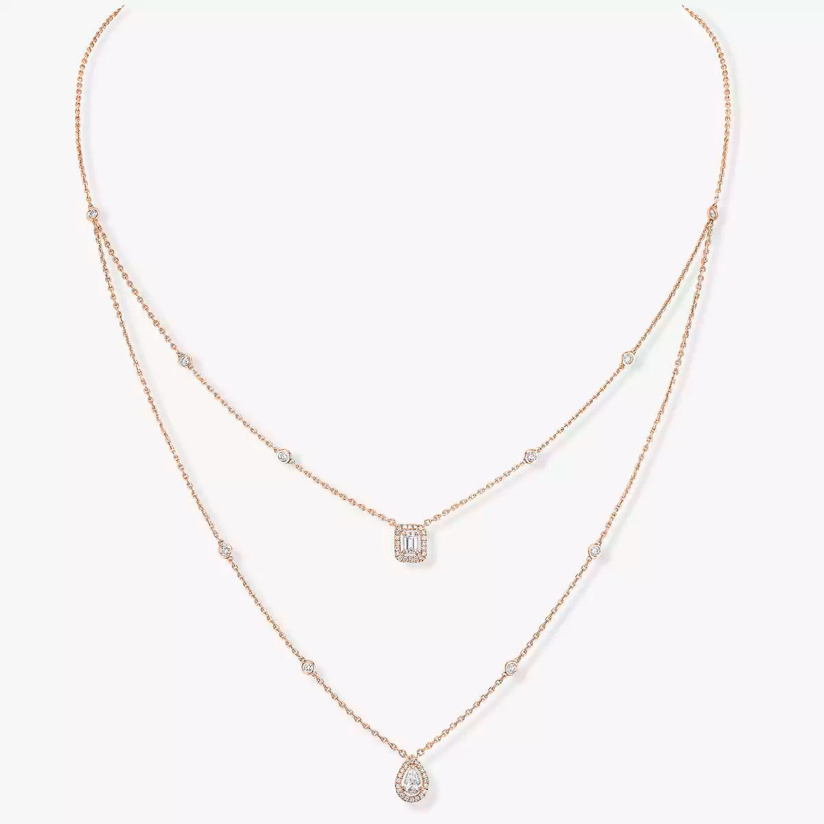 [Am Jewelry]Diamond Necklace My Twin 2 Rows