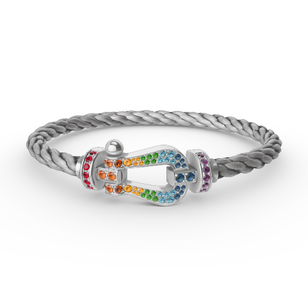 [Am jewelry]FORC LARGE HORSESHOE  COLORED DIAMOND BRACELET SILVER