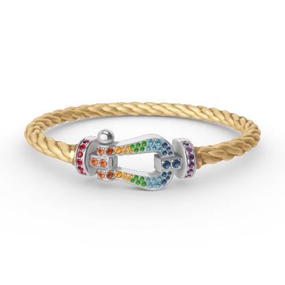 [Am jewelry]FORC LARGE HORSESHOE  COLORED DIAMOND BRACELET SILVER