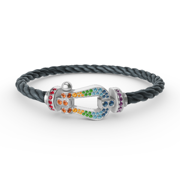[Am jewelry]FORC LARGE HORSESHOE  COLORED DIAMOND BRACELET SILVER