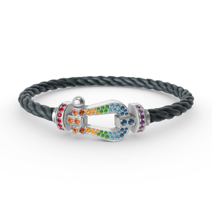 [Am jewelry]FORC LARGE HORSESHOE  COLORED DIAMOND BRACELET SILVER