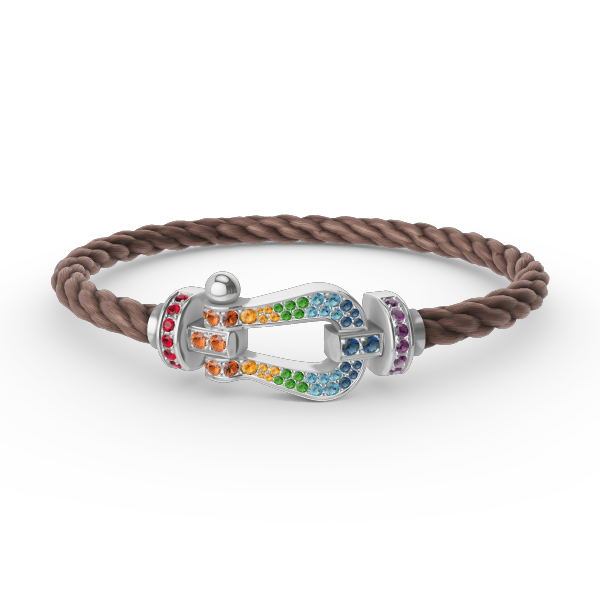 [Am jewelry]FORC LARGE HORSESHOE  COLORED DIAMOND BRACELET SILVER