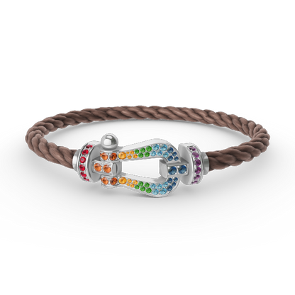 [Am jewelry]FORC LARGE HORSESHOE  COLORED DIAMOND BRACELET SILVER