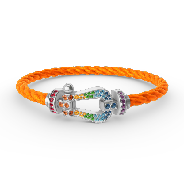 [Am jewelry]FORC LARGE HORSESHOE  COLORED DIAMOND BRACELET SILVER