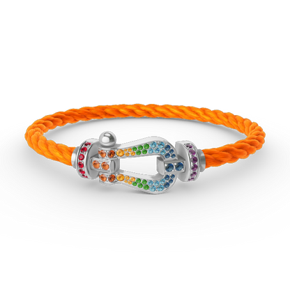 [Am jewelry]FORC LARGE HORSESHOE  COLORED DIAMOND BRACELET SILVER