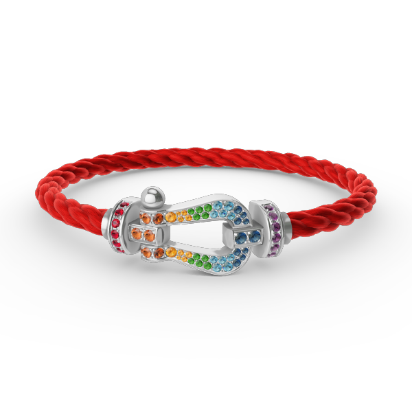 [Am jewelry]FORC LARGE HORSESHOE  COLORED DIAMOND BRACELET SILVER