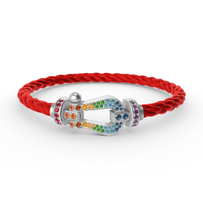[Am jewelry]FORC LARGE HORSESHOE  COLORED DIAMOND BRACELET SILVER