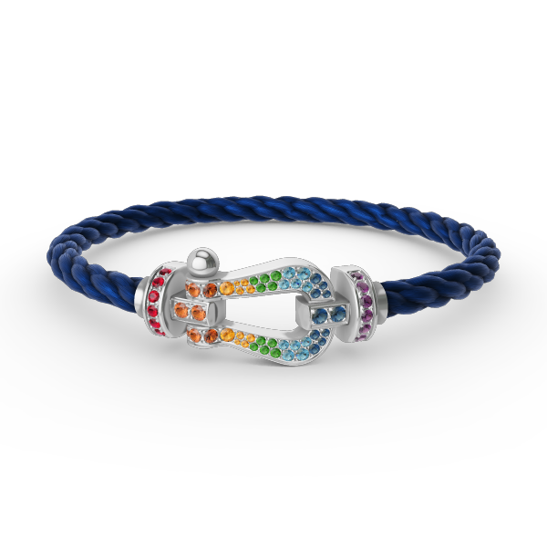 [Am jewelry]FORC LARGE HORSESHOE  COLORED DIAMOND BRACELET SILVER