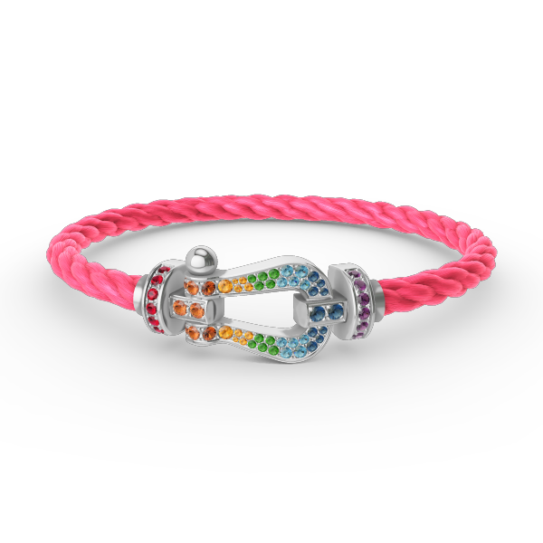 [Am jewelry]FORC LARGE HORSESHOE  COLORED DIAMOND BRACELET SILVER