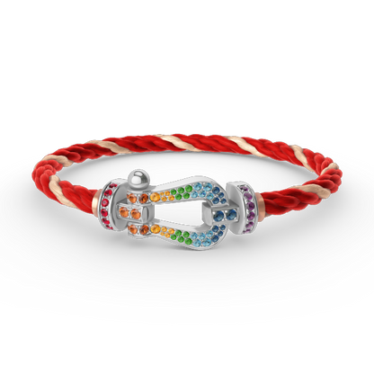 [Am jewelry]FORC LARGE HORSESHOE  COLORED DIAMOND BRACELET SILVER