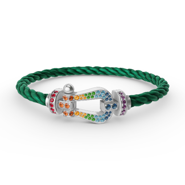 [Am jewelry]FORC LARGE HORSESHOE  COLORED DIAMOND BRACELET SILVER