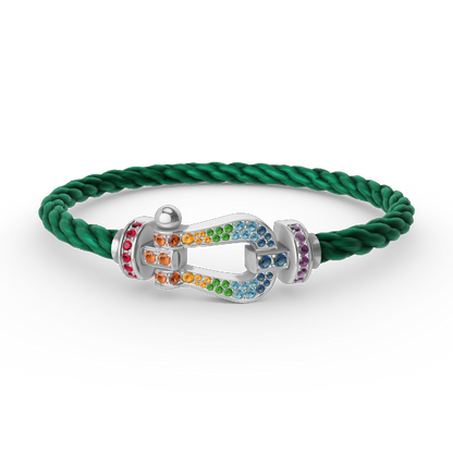 [Am jewelry]FORC LARGE HORSESHOE  COLORED DIAMOND BRACELET SILVER