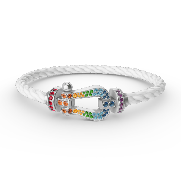[Am jewelry]FORC LARGE HORSESHOE  COLORED DIAMOND BRACELET SILVER