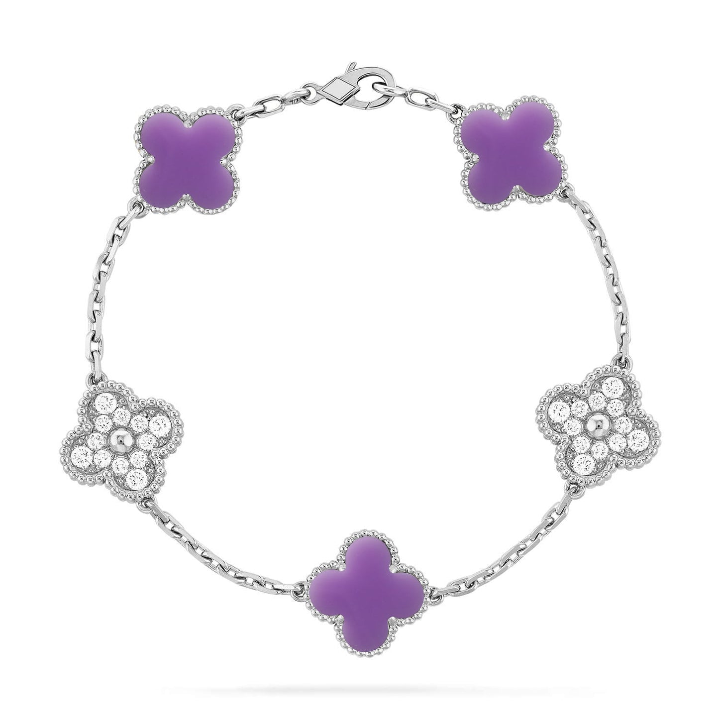 [Am jewelry]CLOVER 5 MOTIF LIGHT PURPLE BRACELET COLLECTION