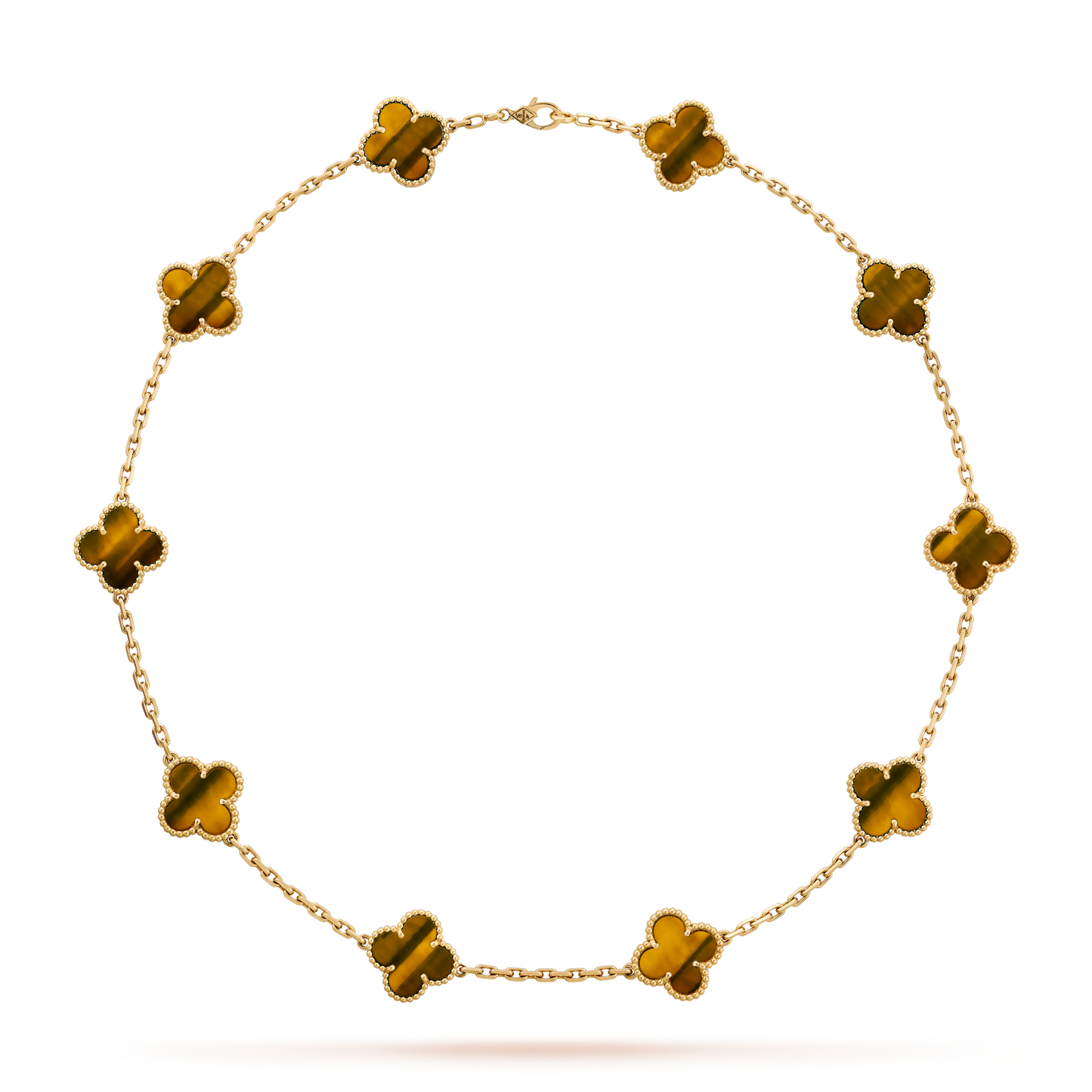 [Am jewelry]CLOVER 10 MOTIFS TIGER EYE NECKLACE
