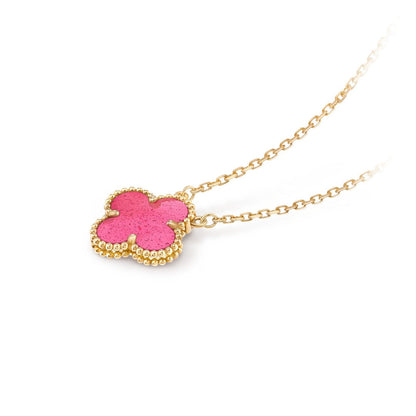 [AM Jewels] NEW CLOVER 15MM PINK ENAMEL NECKLACE