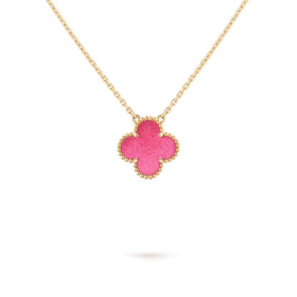 [AM Jewels] NEW CLOVER 15MM PINK ENAMEL NECKLACE