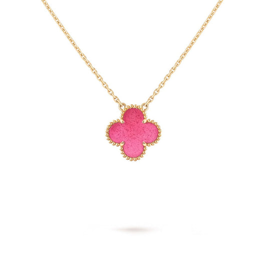 [AM Jewels] NEW CLOVER 15MM PINK ENAMEL NECKLACE