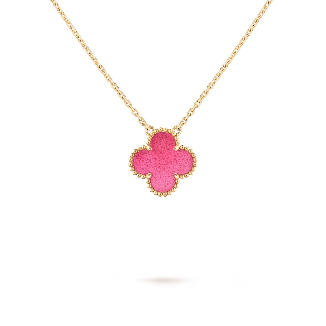 [AM Jewels] NEW CLOVER 15MM PINK ENAMEL NECKLACE