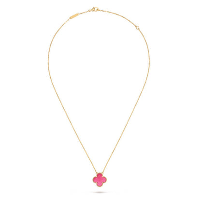 [AM Jewels] NEW CLOVER 15MM PINK ENAMEL NECKLACE