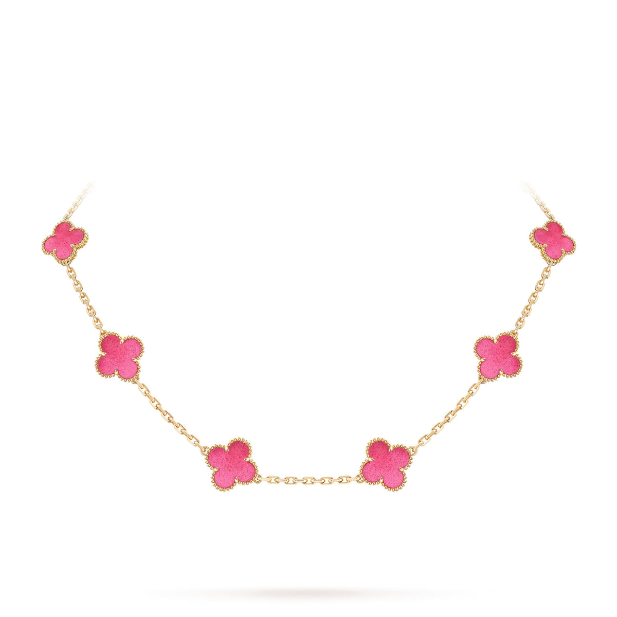 [AM Jewels]NEW CLOVER 10 MOTIFS PINK ENAMEL NECKLACE