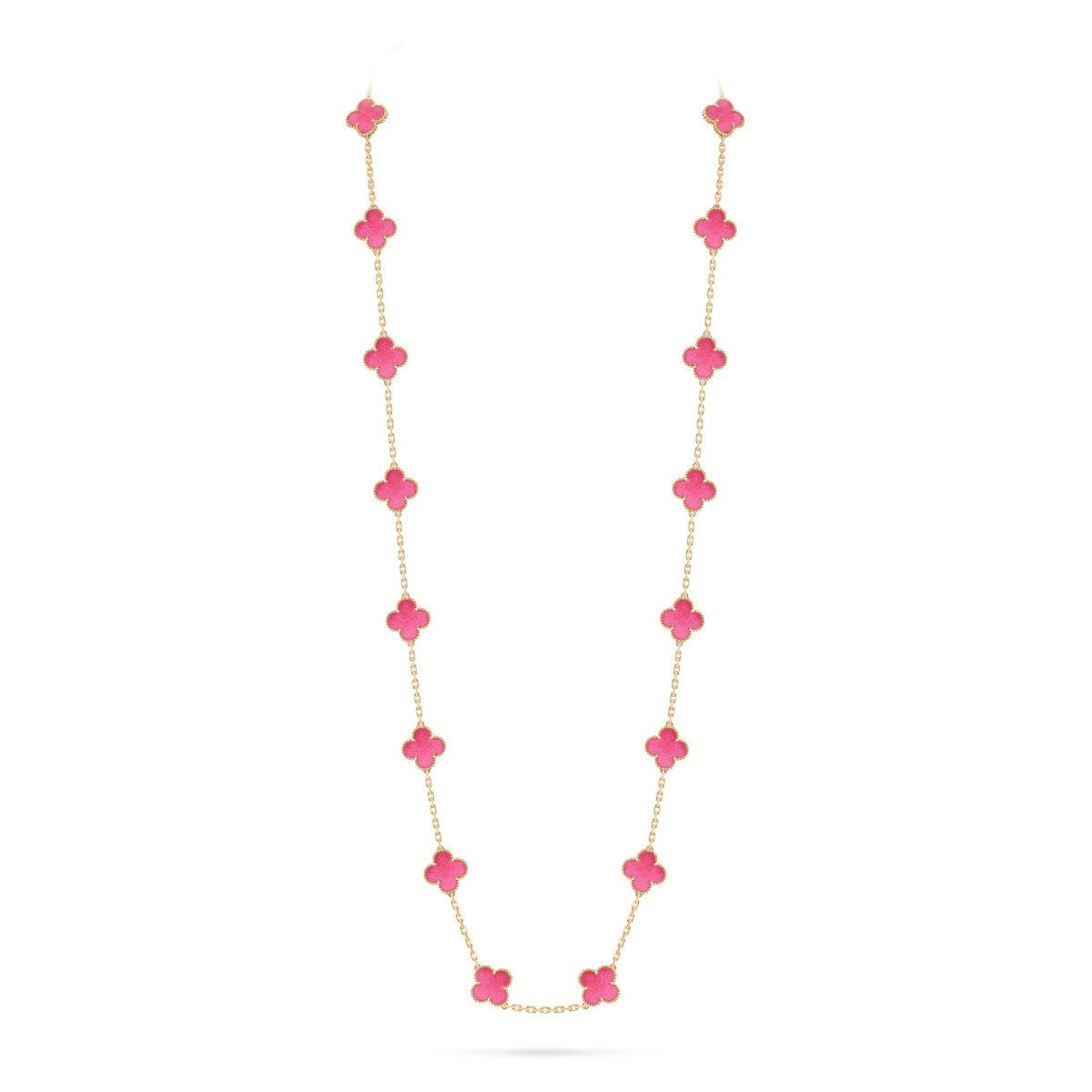 [AM Jewels] NEW CLOVER 20 MOTIFS PINK ENAMEL NECKLACE