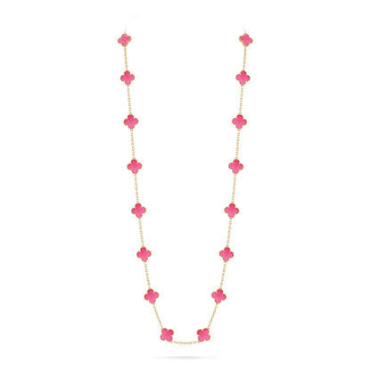 [AM Jewels] NEW CLOVER 20 MOTIFS PINK ENAMEL NECKLACE