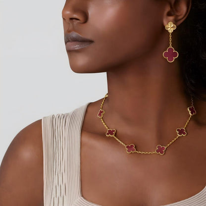 [AM Jewels]NEW CLOVER 10 MOTIFS PINK ENAMEL NECKLACE