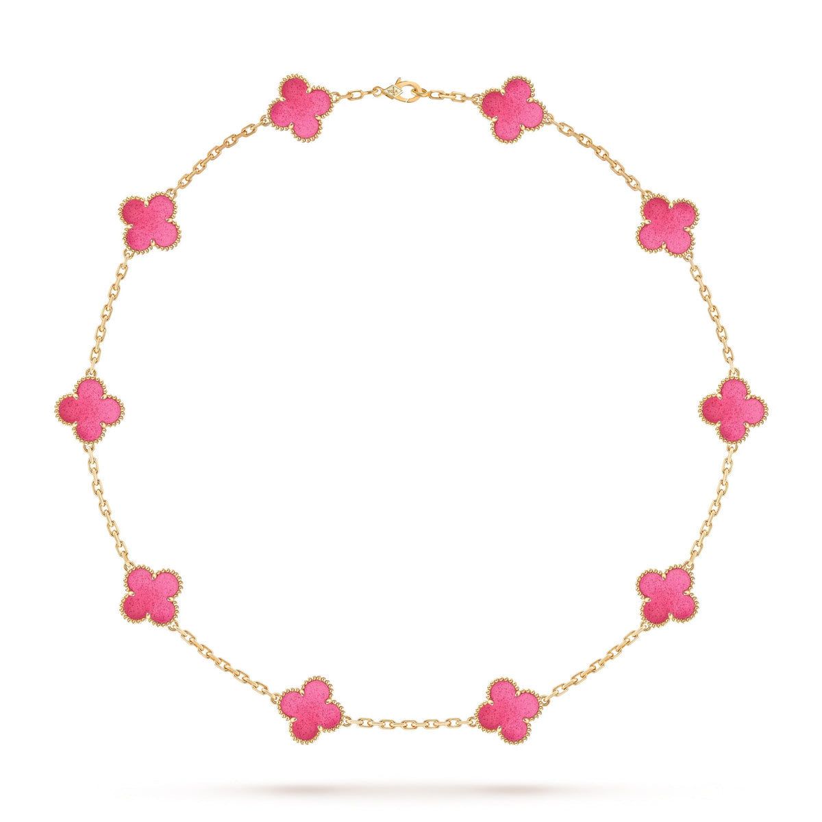 [AM Jewels]NEW CLOVER 10 MOTIFS PINK ENAMEL NECKLACE