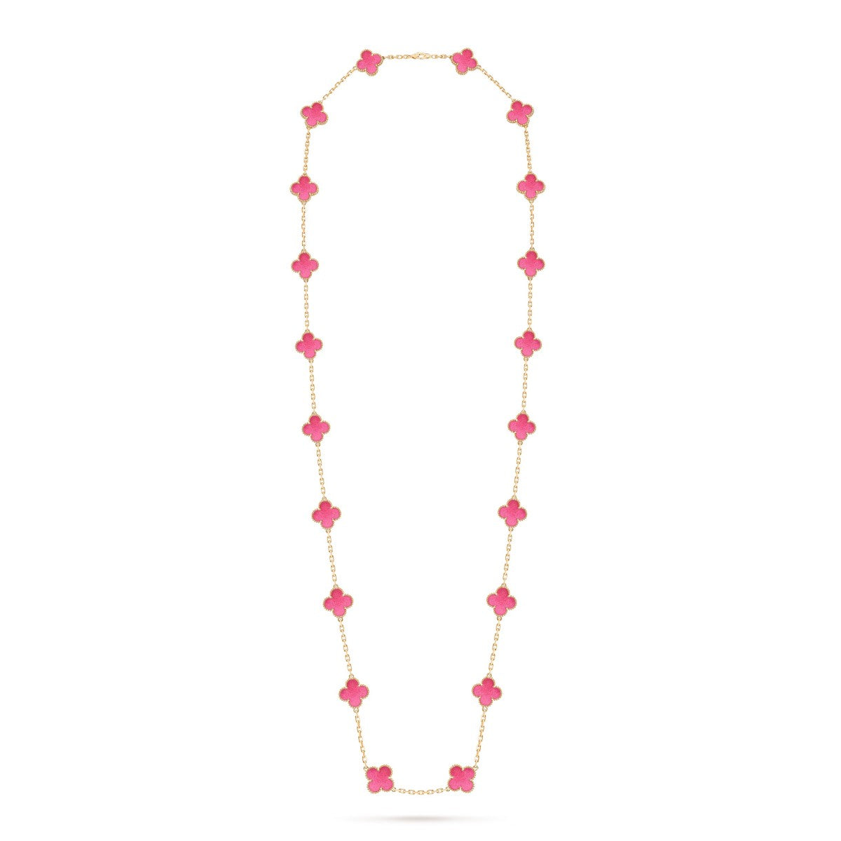[AM Jewels] NEW CLOVER 20 MOTIFS PINK ENAMEL NECKLACE