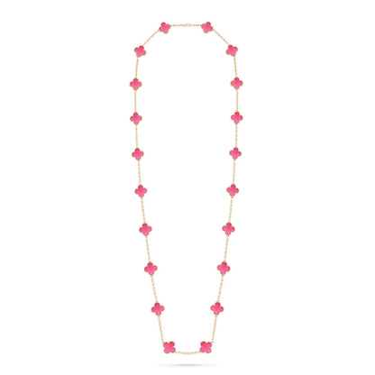 [AM Jewels] NEW CLOVER 20 MOTIFS PINK ENAMEL NECKLACE