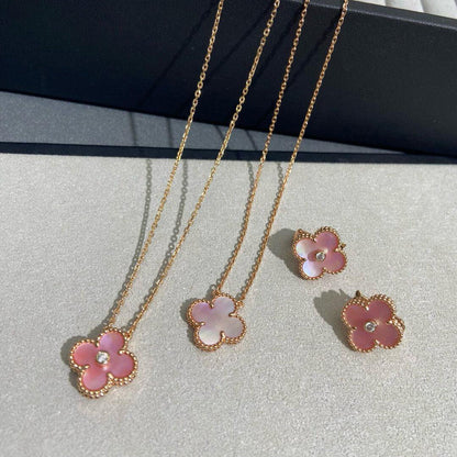 [Am jewelry]CLOVER 15MM DIAMOND PINK MOP NECKLACE