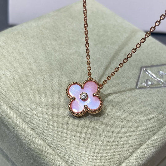 [Am jewelry]CLOVER 15MM DIAMOND PINK MOP NECKLACE