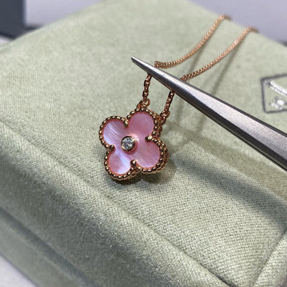[Am jewelry]CLOVER 15MM DIAMOND PINK MOP NECKLACE