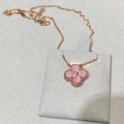 [Am jewelry]CLOVER 15MM DIAMOND PINK MOP NECKLACE