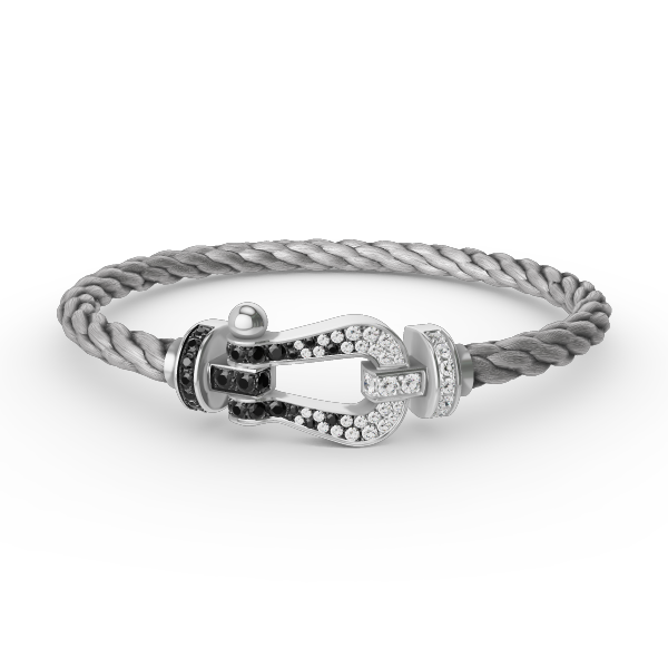 [Am jewelry]FORCE LARGE HORSESHOE BLACK WHITE DIAMOND BRACELET SILVER