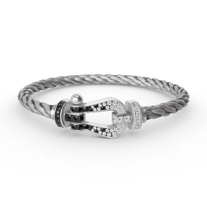 [Am jewelry]FORCE LARGE HORSESHOE BLACK WHITE DIAMOND BRACELET SILVER