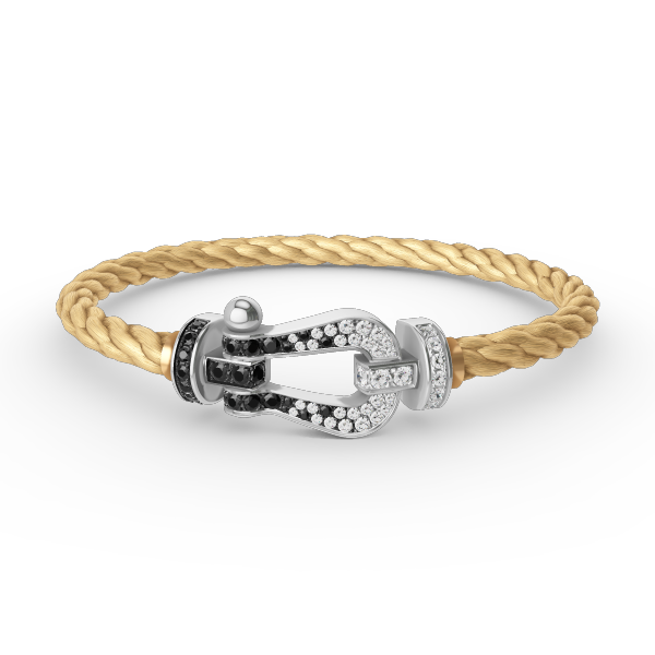 [Am jewelry]FORCE LARGE HORSESHOE BLACK WHITE DIAMOND BRACELET SILVER