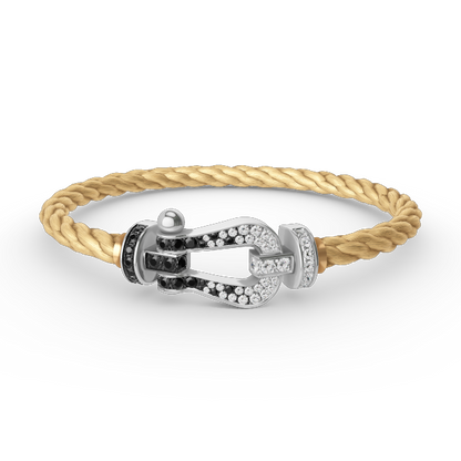 [Am jewelry]FORCE LARGE HORSESHOE BLACK WHITE DIAMOND BRACELET SILVER
