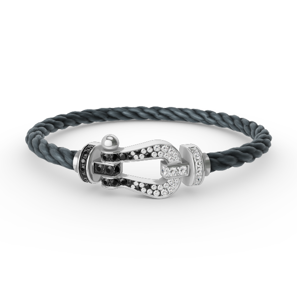 [Am jewelry]FORCE LARGE HORSESHOE BLACK WHITE DIAMOND BRACELET SILVER