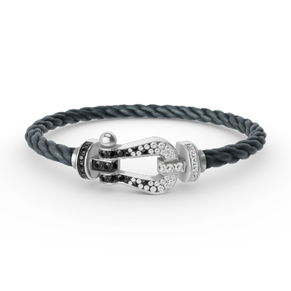 [Am jewelry]FORCE LARGE HORSESHOE BLACK WHITE DIAMOND BRACELET SILVER