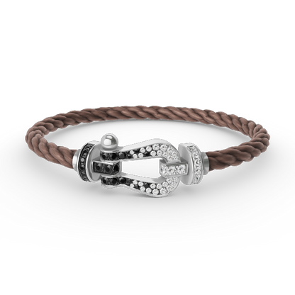 [Am jewelry]FORCE LARGE HORSESHOE BLACK WHITE DIAMOND BRACELET SILVER